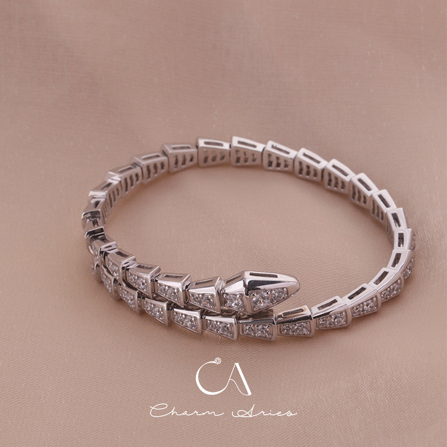 SNAKE FULL DIAMONDS IN WHITE GOLD S92 BRACELET