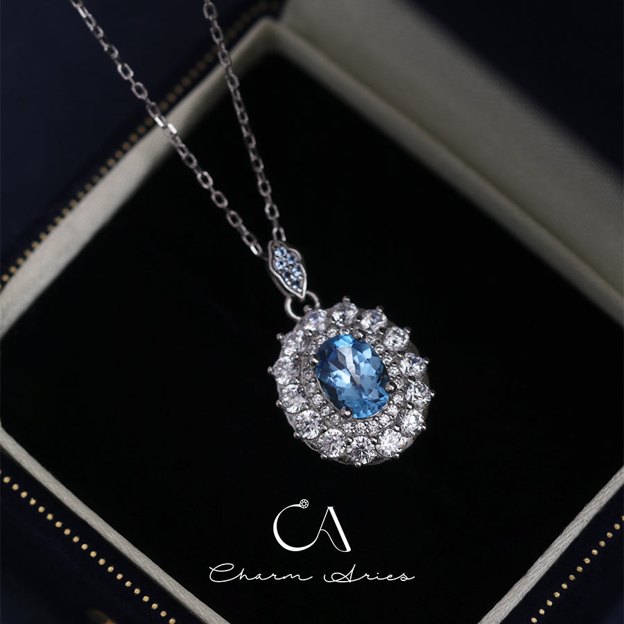 NATURAL SWISS TOPAZ WATER DROPS S925  NECKLACE