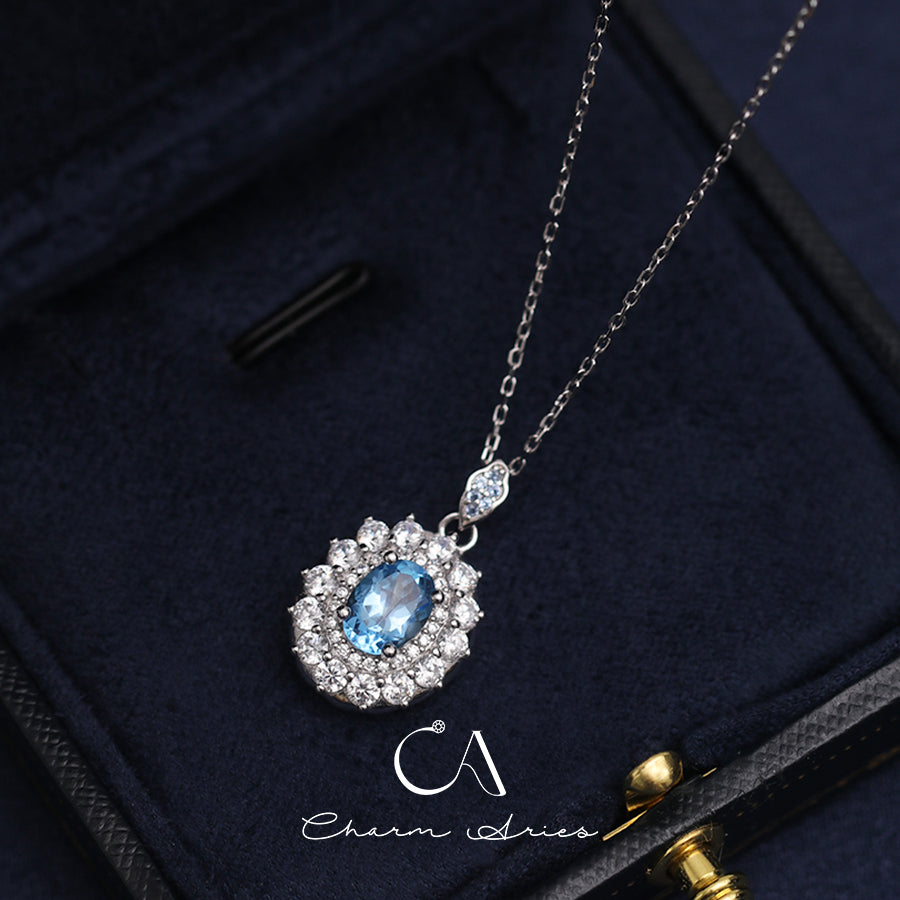 NATURAL SWISS TOPAZ WATER DROPS S925  NECKLACE