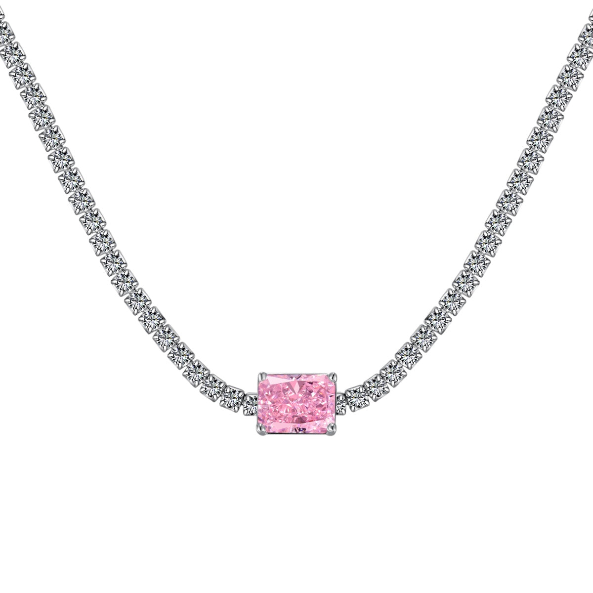 [CharmAries]2.0 carat Ornate Emerald Cut Necklace