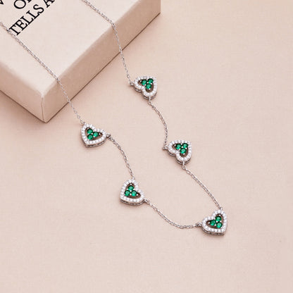 [CharmAries]Sparkling Five Heart Necklace