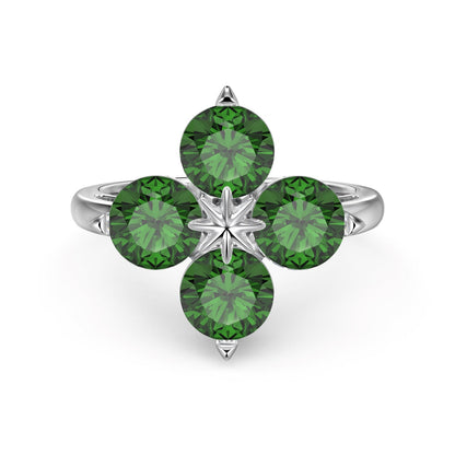 [CharmAries]Four-Leaf Clover Eight-Pointed Star Ring