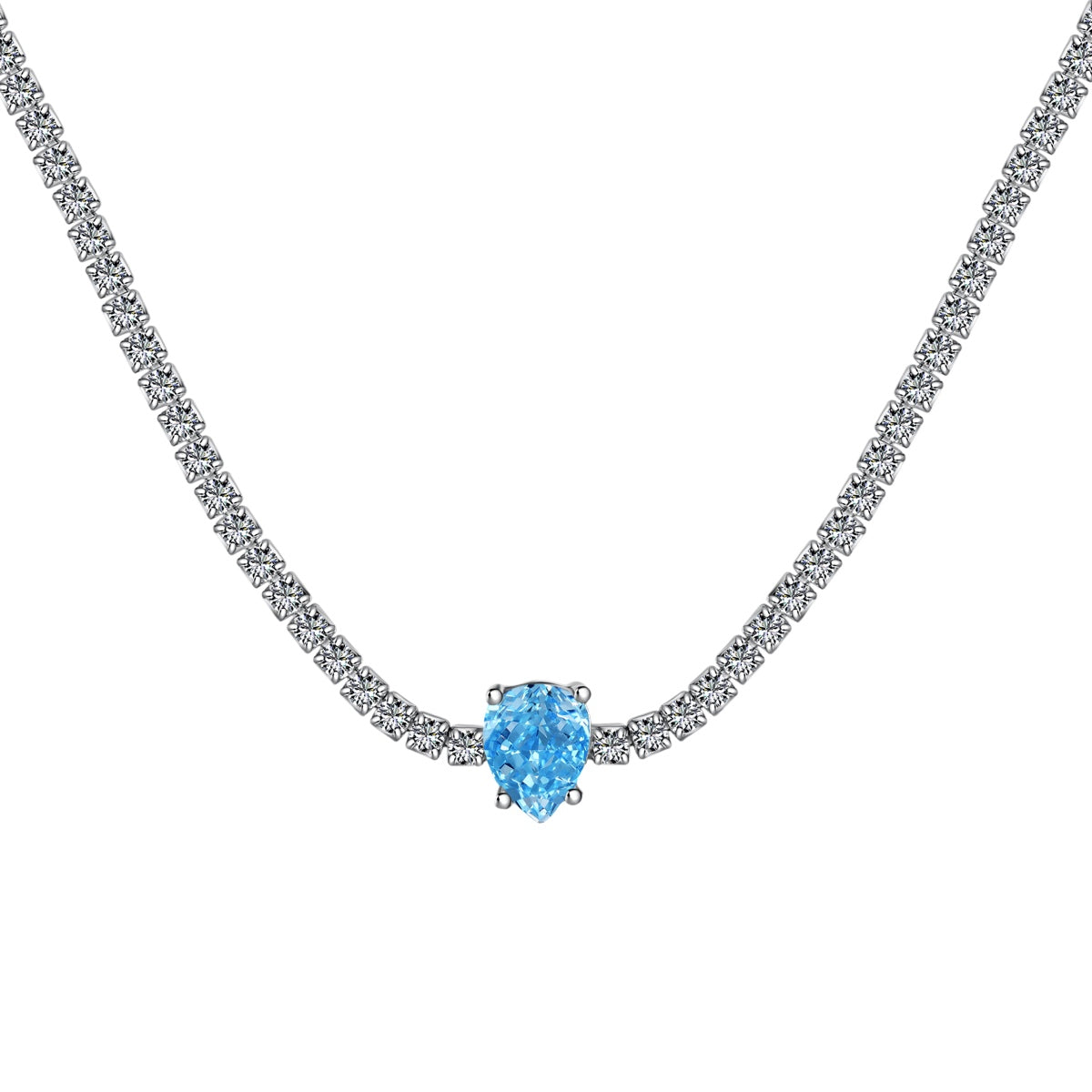 [CharmAries]1.0 carat Unique Pear Cut Tennis Necklace