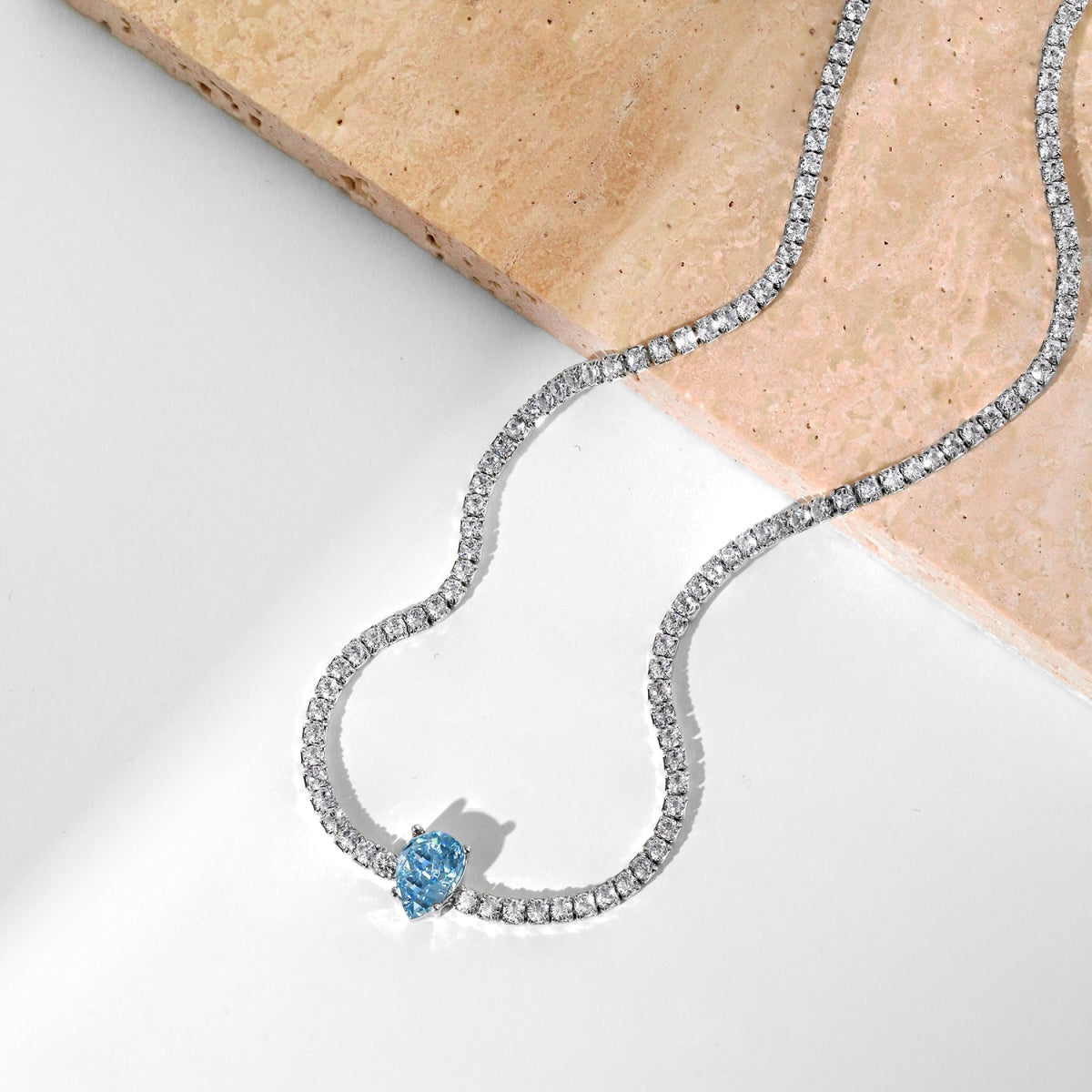 [CharmAries]1.0 carat Unique Pear Cut Tennis Necklace