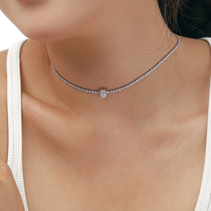 [CharmAries]1.0 carat Unique Pear Cut Tennis Necklace