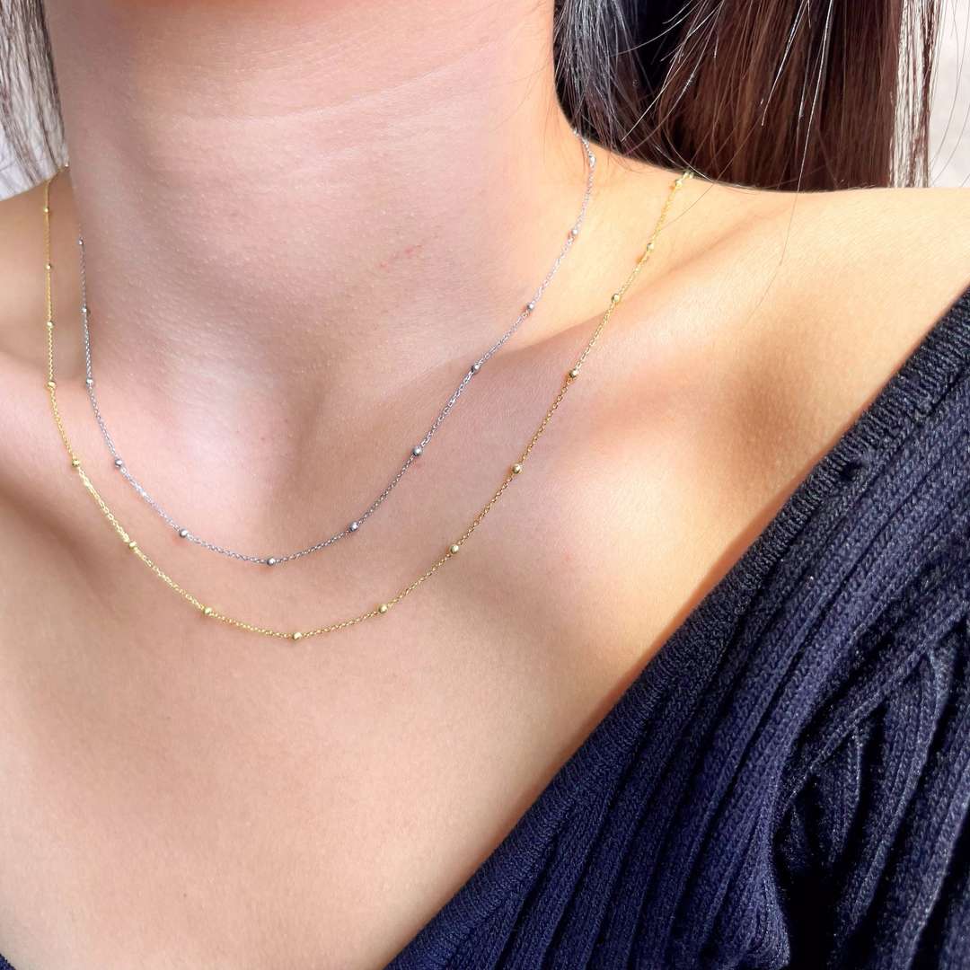 [CharmAries]Small Bead Clavicle Chain Simple Necklace