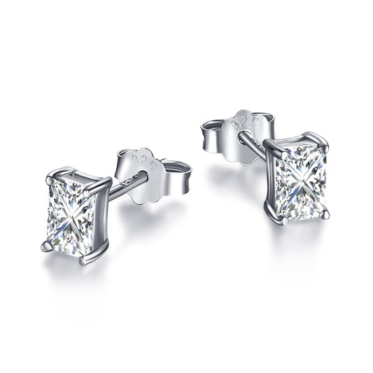 [CharmAries]Stylish Shiny Rectangular Center Stone Stud Earrings