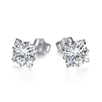 [CharmAries]Stylish Shiny Square Center Stone Stud Earrings