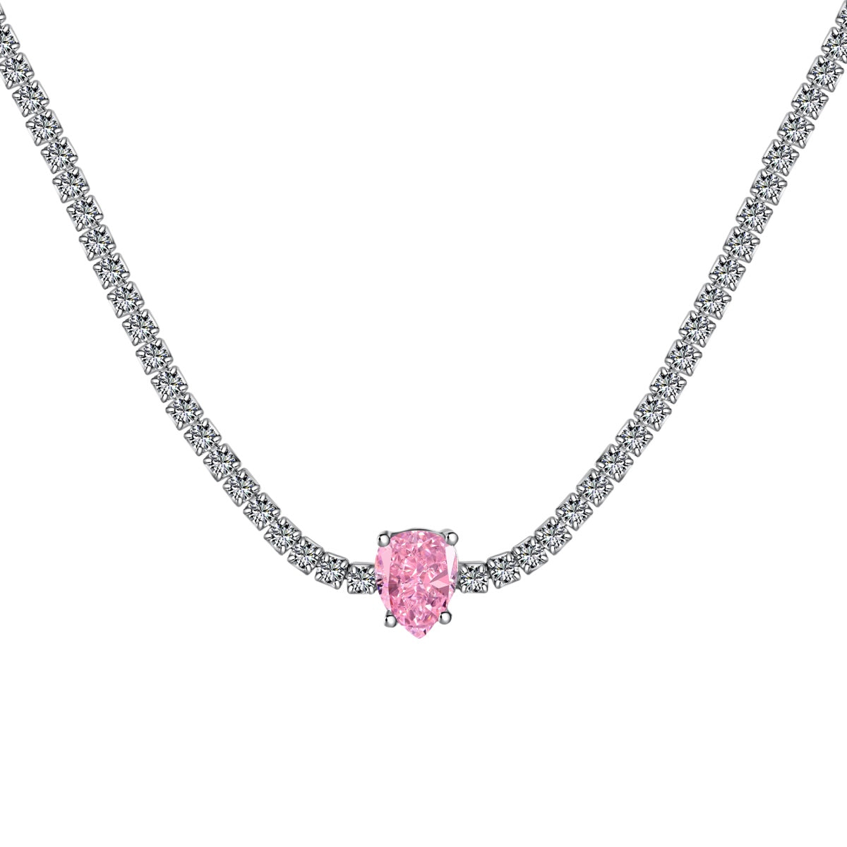 [CharmAries]1.0 carat Unique Pear Cut Tennis Necklace