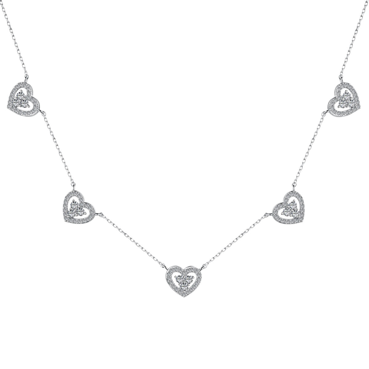 [CharmAries]Sparkling Five Heart Necklace