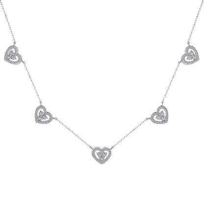 [CharmAries]Sparkling Five Heart Necklace