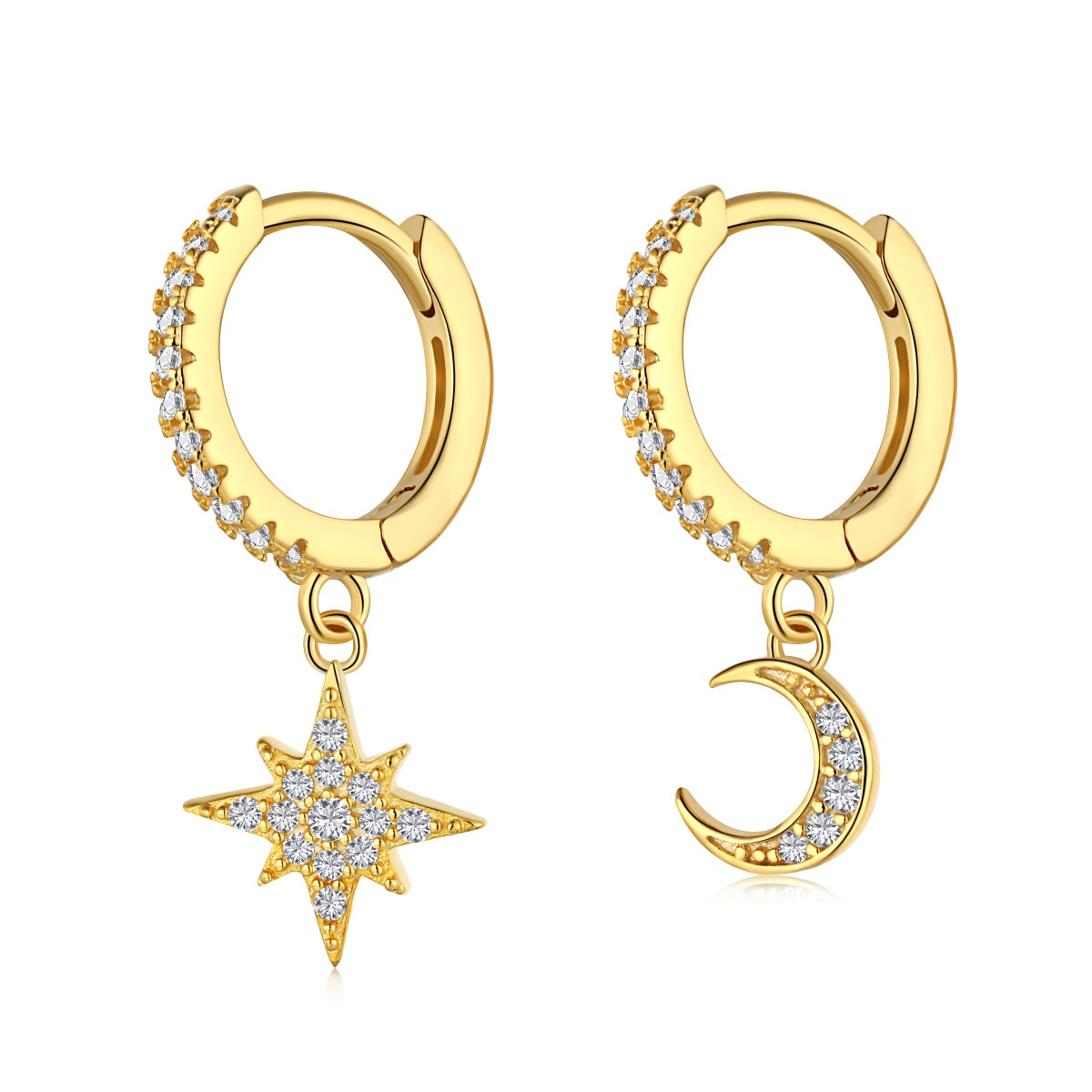 [CharmAries]Star and Moon Asymmetric Earrings