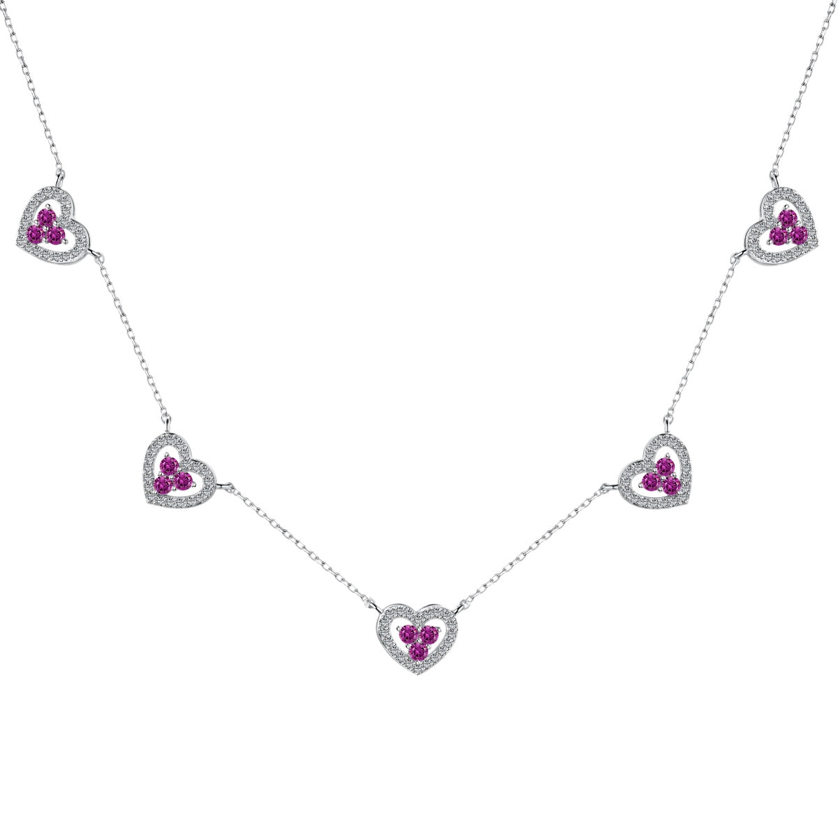 [CharmAries]Sparkling Five Heart Necklace