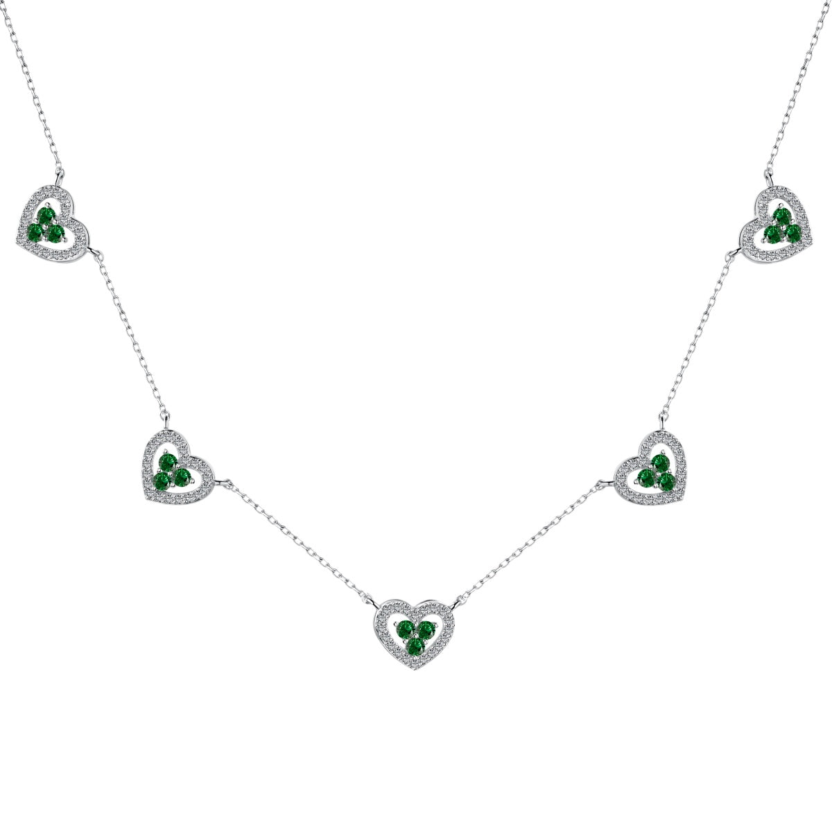 [CharmAries]Sparkling Five Heart Necklace