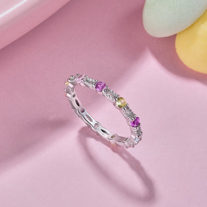 [CharmAries]Sparkling Colorful Round Cut Tennis Ring