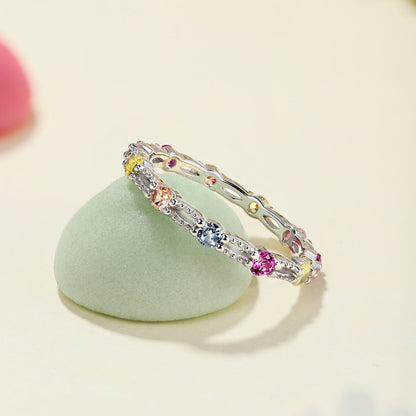 [CharmAries]Sparkling Colorful Round Cut Tennis Ring