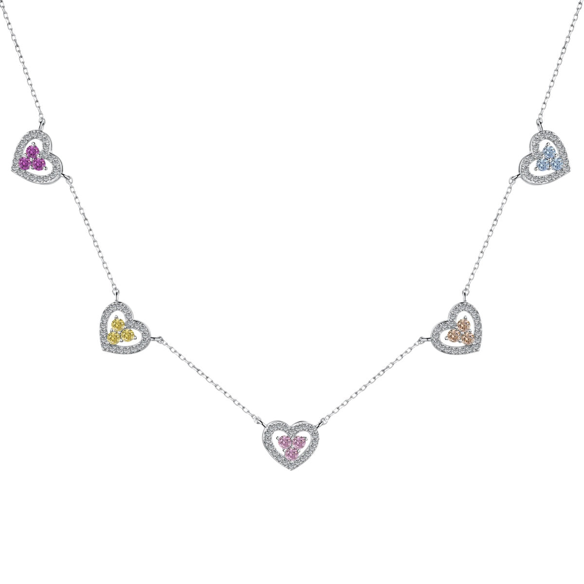 [CharmAries]Sparkling Five Heart Necklace