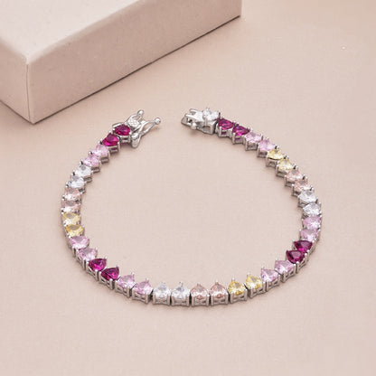 [CharmAries]Luxurious Colorful Romantic Heart Shape Lover Bracelet