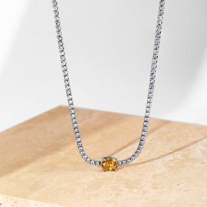 [CharmAries]1.0 Carat Shining Oval Cut Necklace