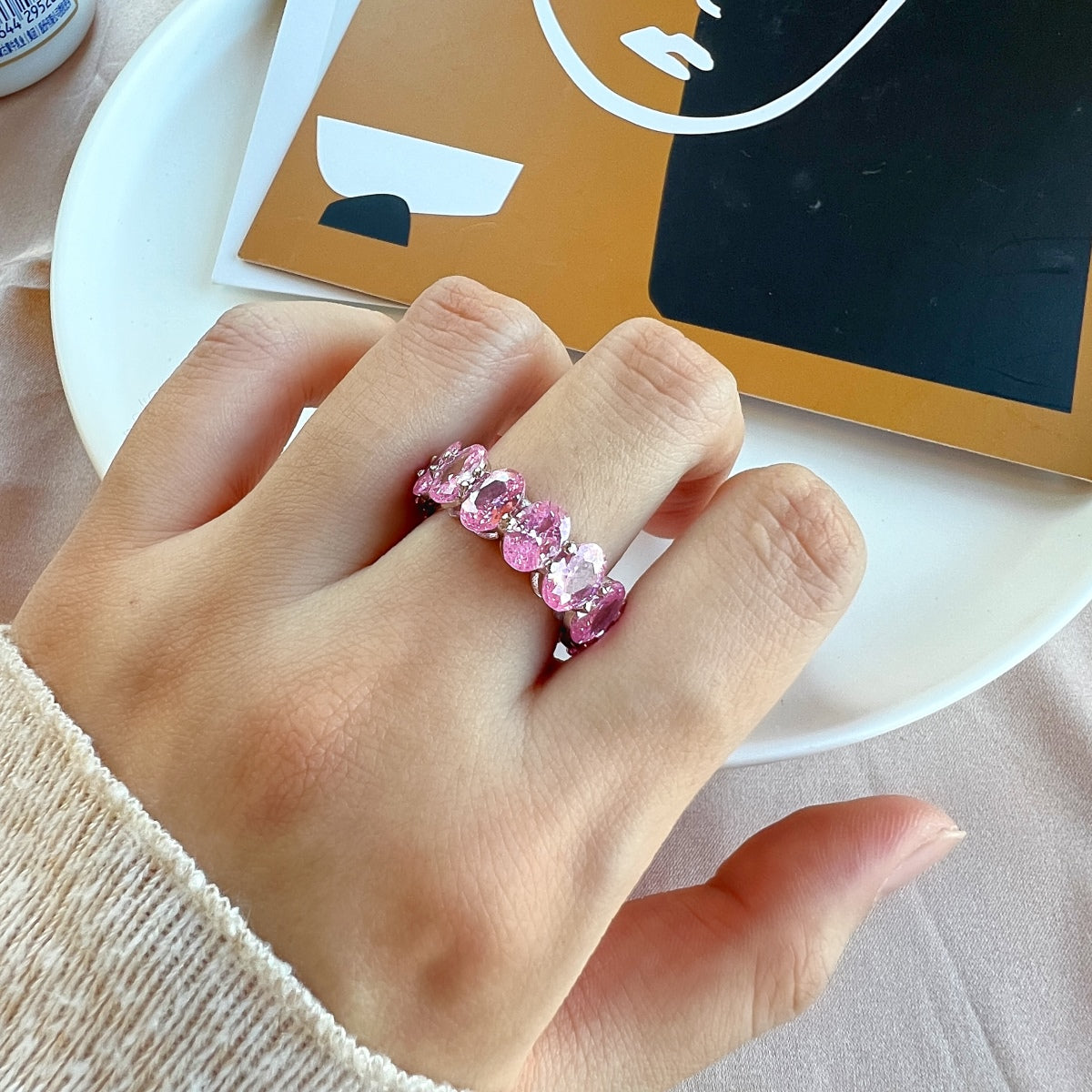 [CharmAries]Dainty Elongated Cushion Cut Tennis Ring