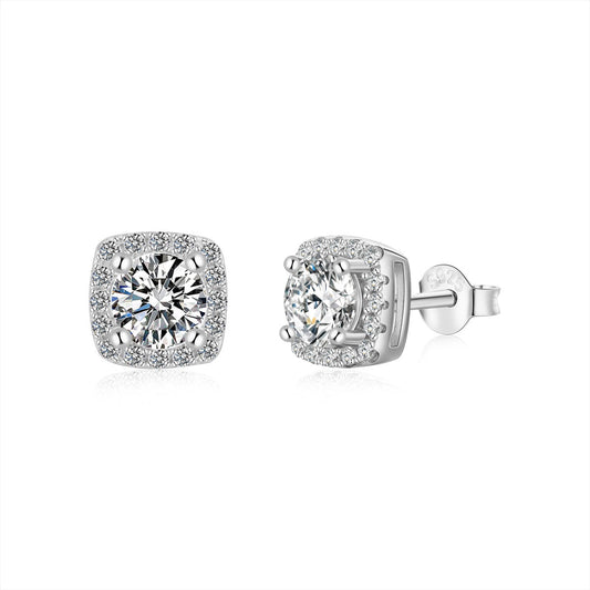 [CharmAries]Classic Round Center Stone Stud Earrings