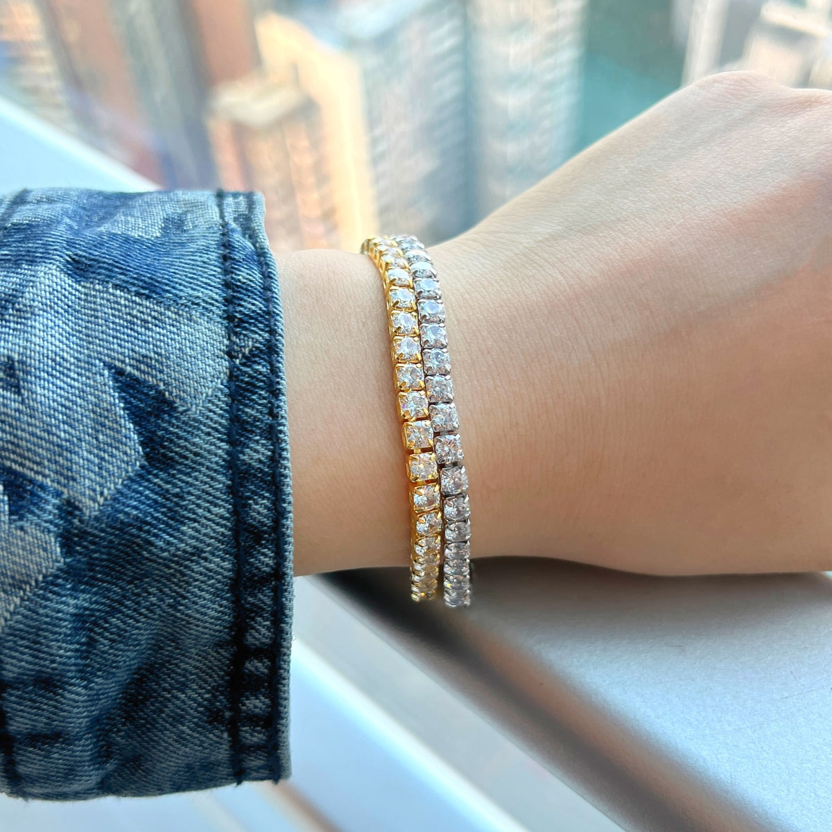 [CharmAries]Sparkling Radiant Princess Cut Tennis Bracelet