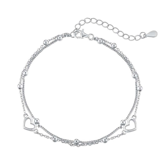 [CharmAries]Dainty Double Layer Love Heart Bracelet