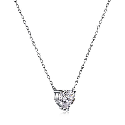 [CharmAries]Heart Shape Main Stone Pendant Collarbone Necklace