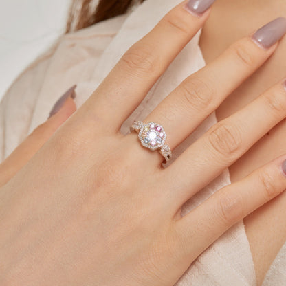 [CharmAries]Delicate Colorful Round Cut Flower Shape Wedding Ring