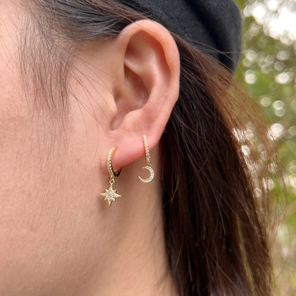 [CharmAries]Star and Moon Asymmetric Earrings