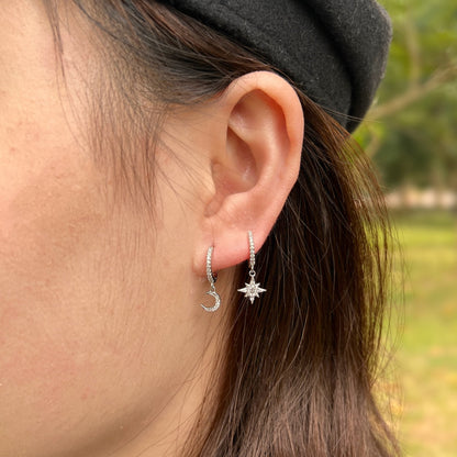 [CharmAries]Star and Moon Asymmetric Earrings