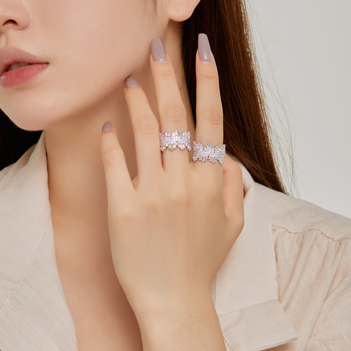 [CharmAries]Luxurious Colorful Radiant Cut Daily Ring