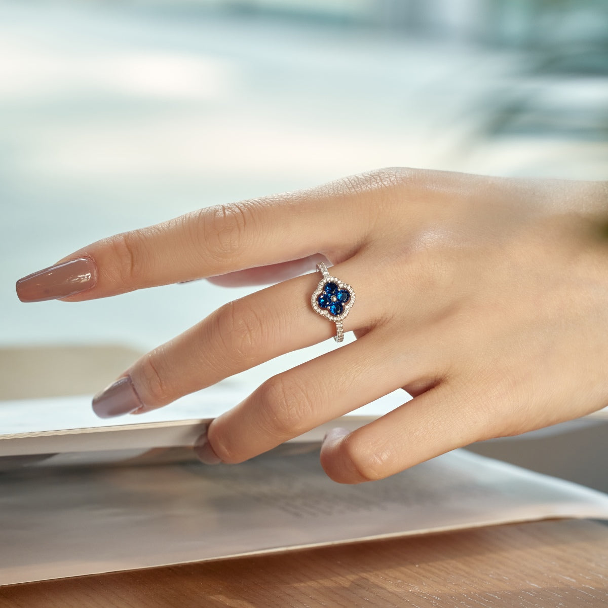 [CharmAries]Four Leaf Clover Flower Design Ring