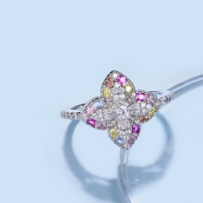 [CharmAries]Luxurious Colorful Flower Shape Banquet Ring