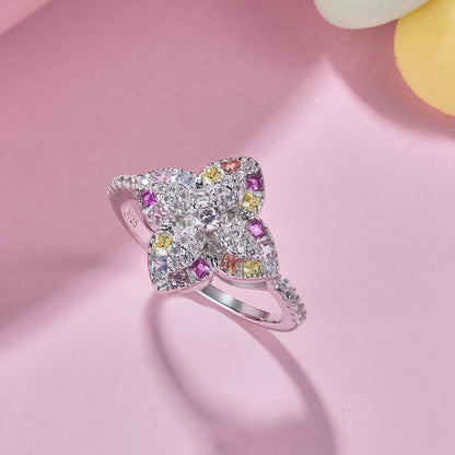 [CharmAries]Luxurious Colorful Flower Shape Banquet Ring