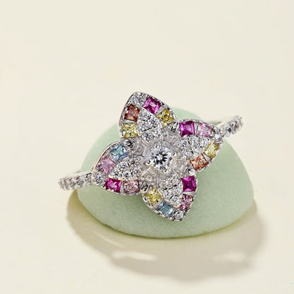 [CharmAries]Luxurious Colorful Flower Shape Banquet Ring