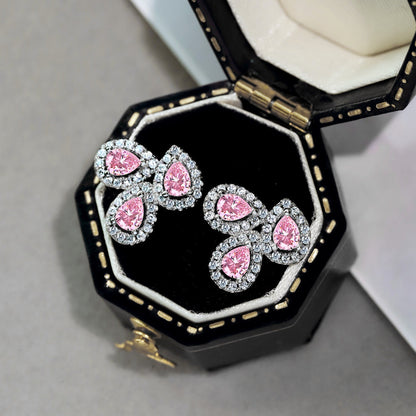 [CharmAries]Ornate Flower Shape Pear Cut Lover Earrings