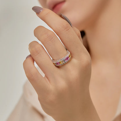 [CharmAries]Dainty Colorful Radiant Cut Daily Ring