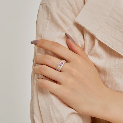 [CharmAries]Dainty Colorful Radiant Cut Daily Ring