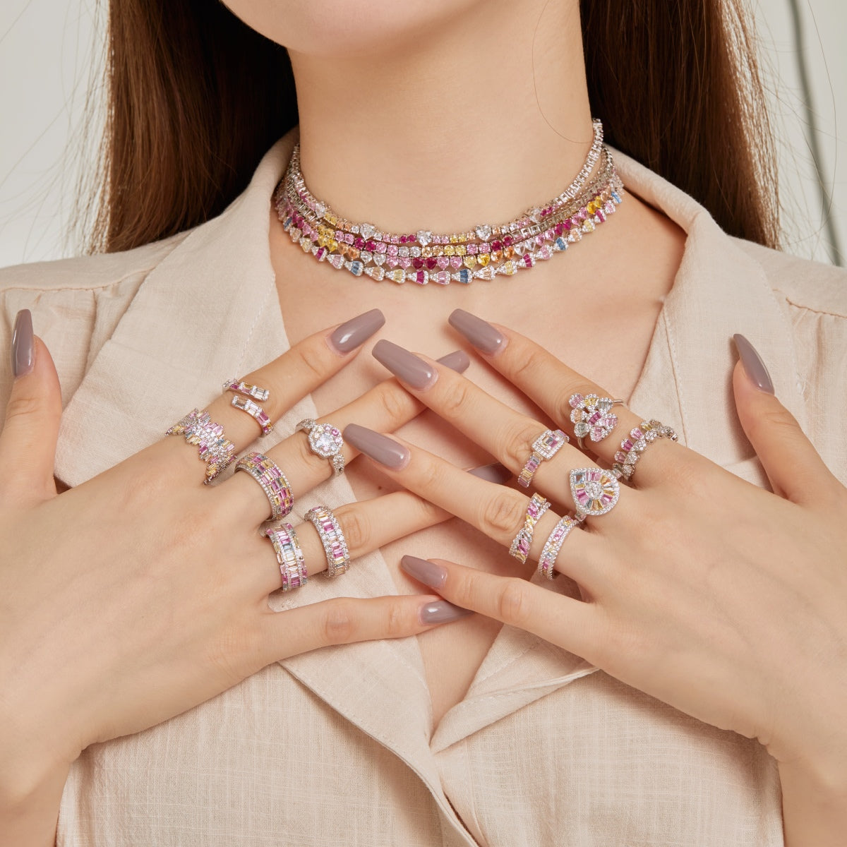 [CharmAries]Dainty Colorful Radiant Cut Daily Ring