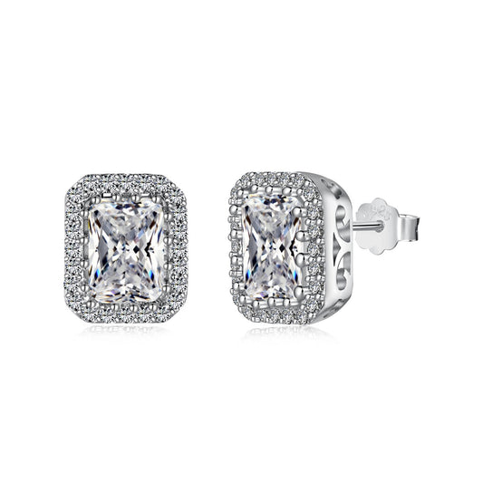 [CharmAries]1.0 Carat Luxurious Dainty Emerald Cut Daily Earrings