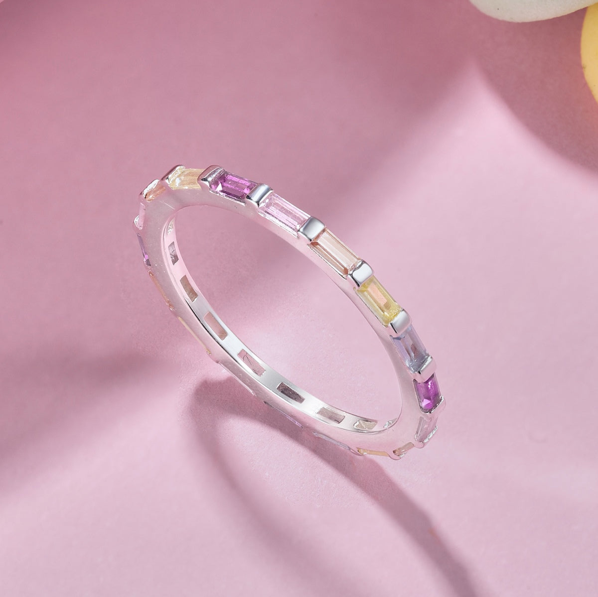 [CharmAries]Exquisite Multicolored Emerald Cut Daily Ring