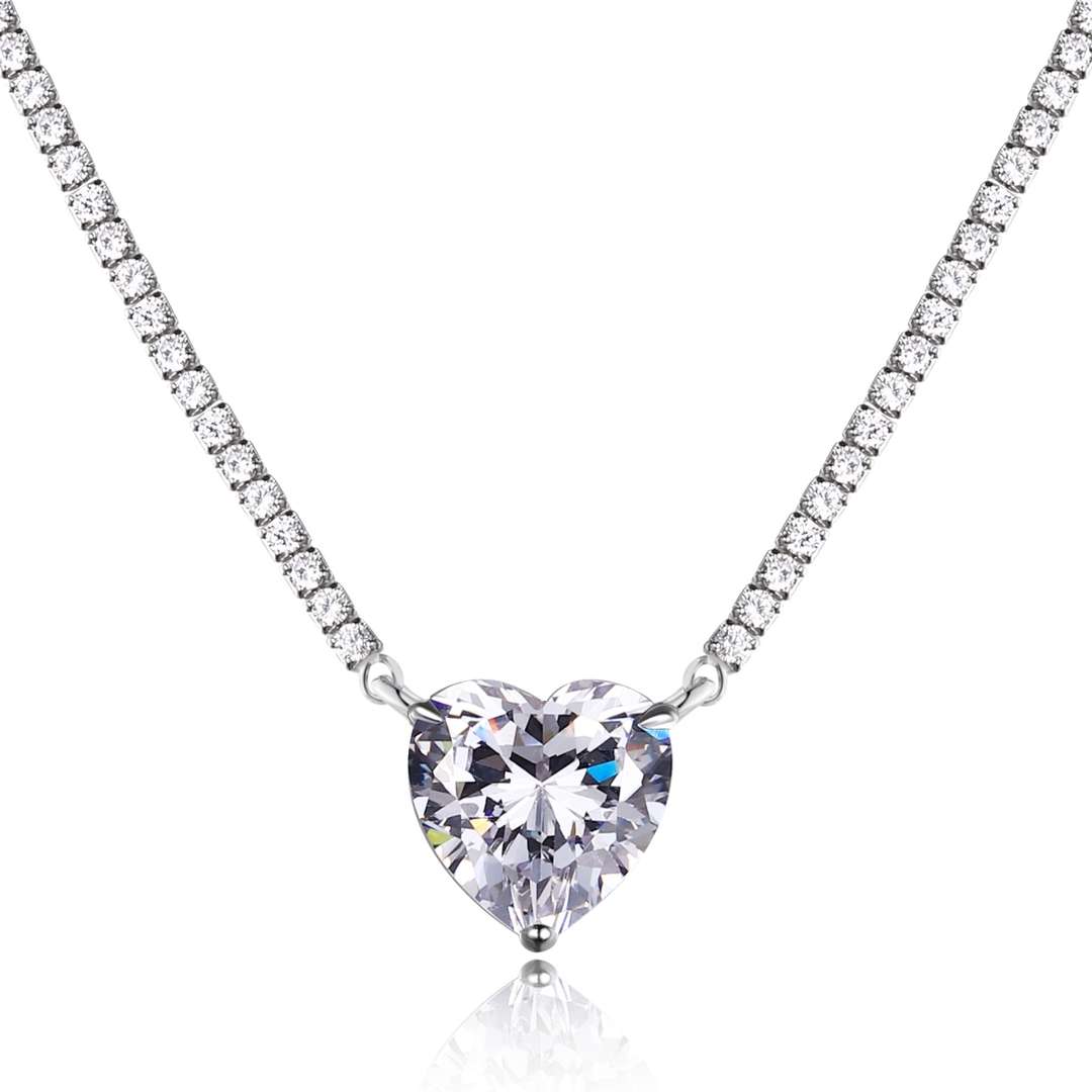 [CharmAries]8.0 Carat Versatile Colorful Sweet Heart-Shaped Tennis Necklace