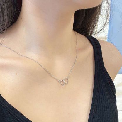 [CharmAries]Sterling Silver Love Double Ring Necklace