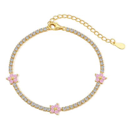 [CharmAries]Sparkling Flower Shape Tennis Bracelet