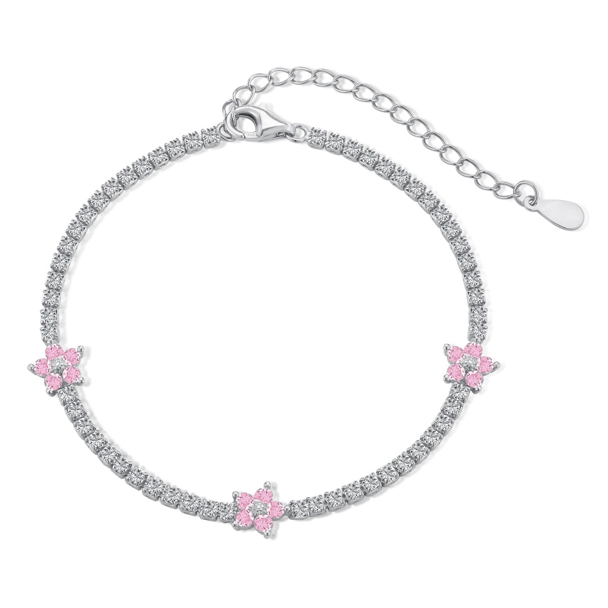 [CharmAries]Sparkling Flower Shape Tennis Bracelet