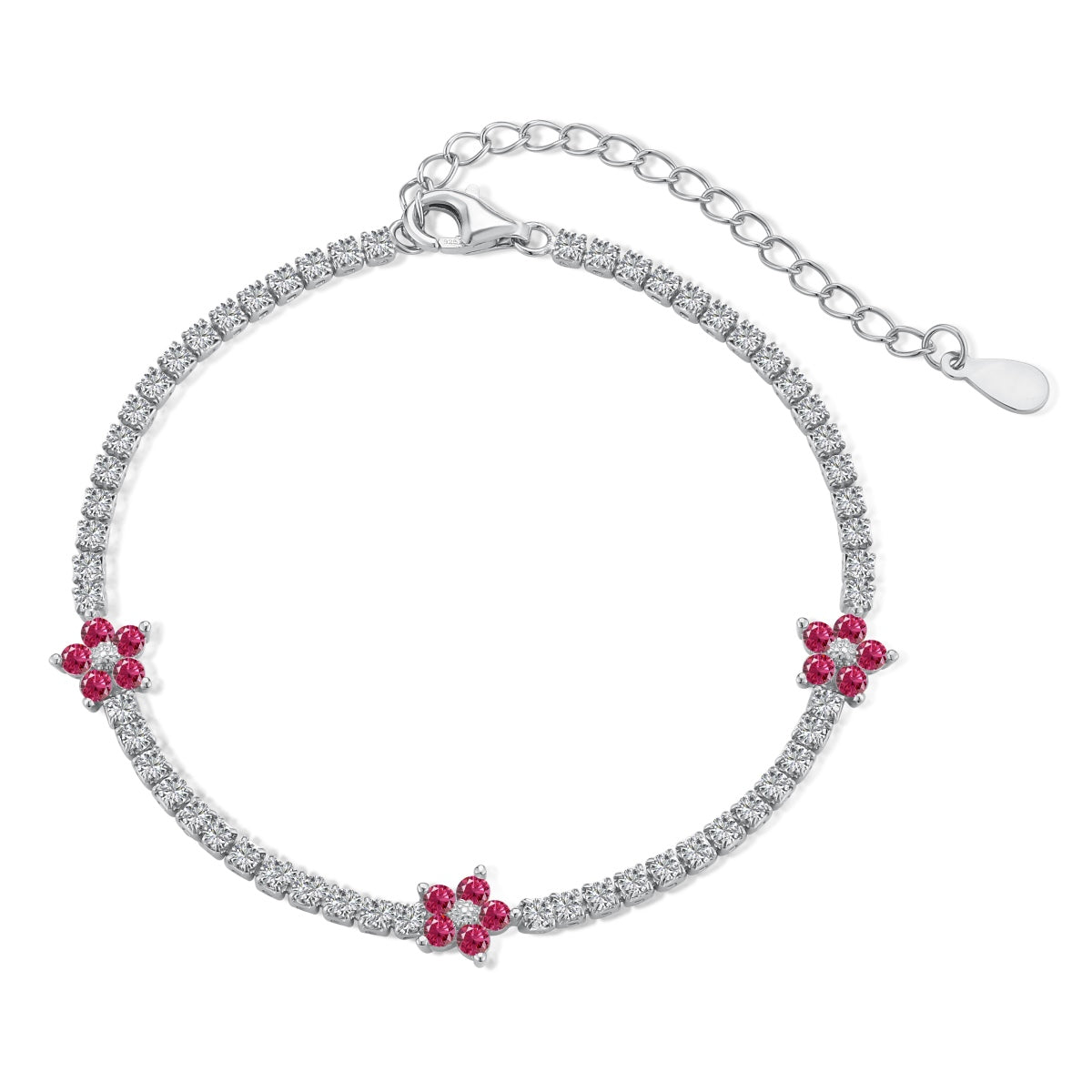 [CharmAries]Sparkling Flower Shape Tennis Bracelet