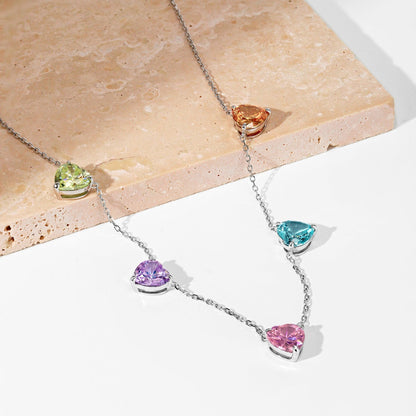 [CharmAries]Sparkling Colorful Heart Cut Necklace