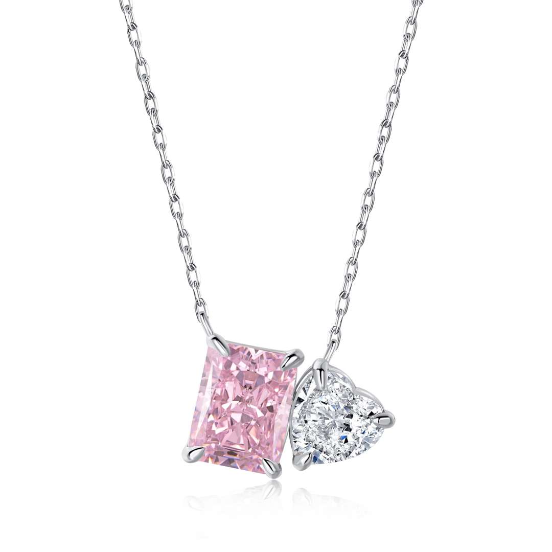 [CharmAries]Dazzling Square & Heart Shape Necklace