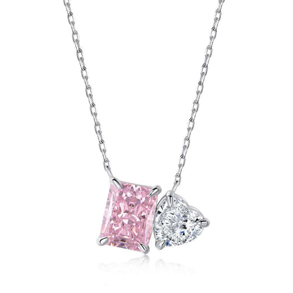 [CharmAries]Dazzling Square & Heart Shape Necklace